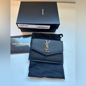 YSL Uptown Monogram Grained Leather Card Case Cardholder